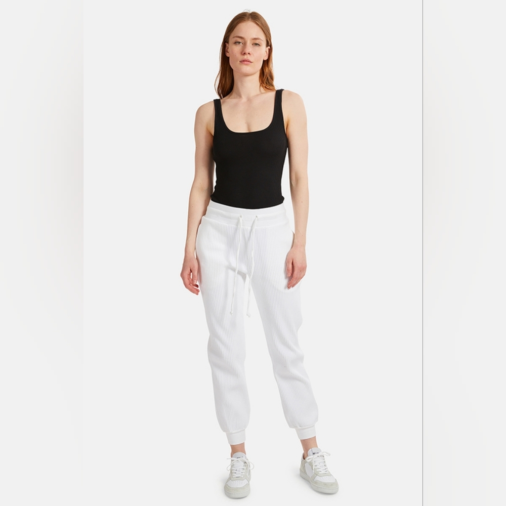 The Range white rib knit joggers size M S